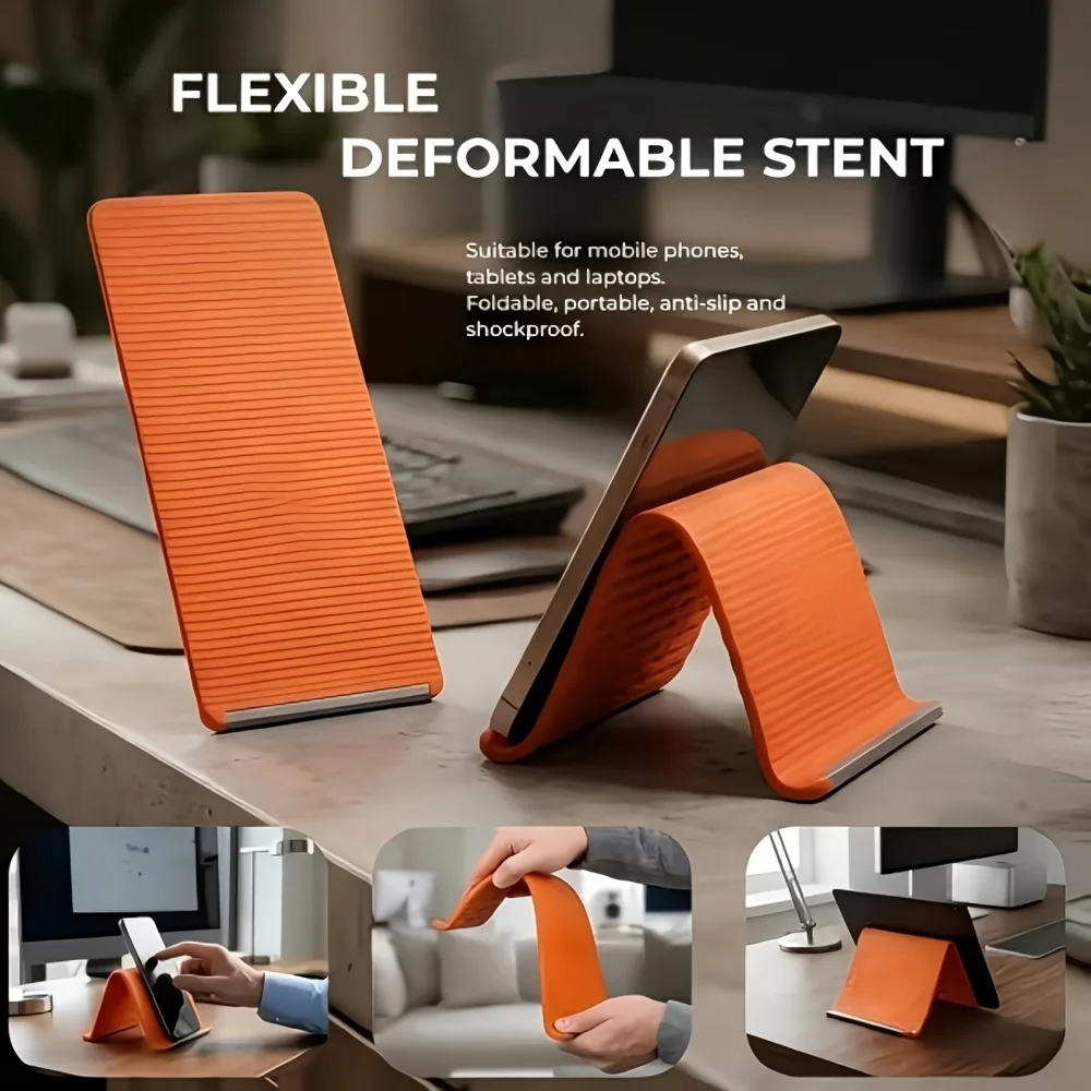 Home Office Desk - Flexibler, faltbarer Silikon-Handyhalter, tragbarer, verstellbarer Multi-Winkel-Desktop-Ständer