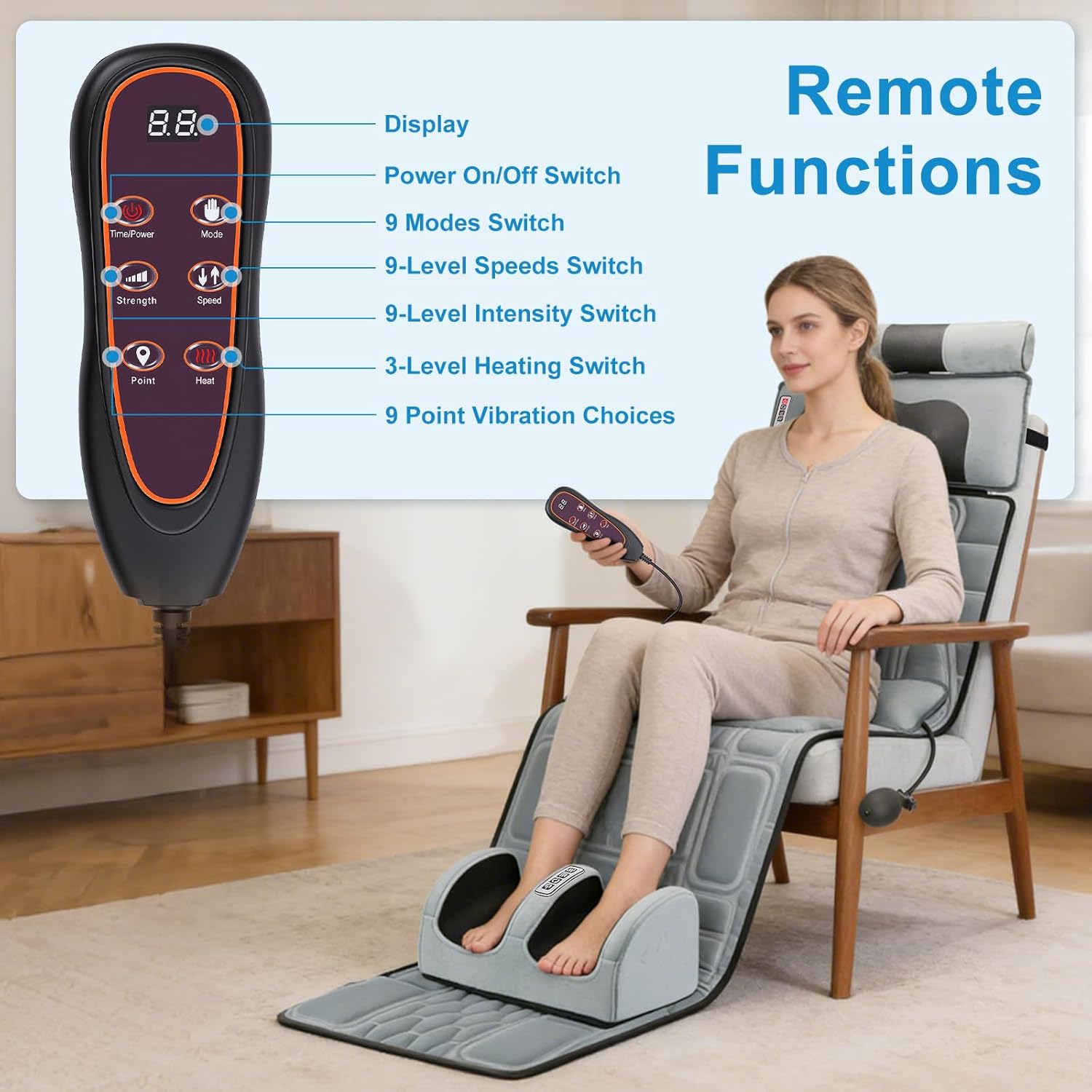 Home Office Head - Ganzkörper-Massagematte mit Wärme, 10 Vibrationspunkte, Massagestuhlauflage