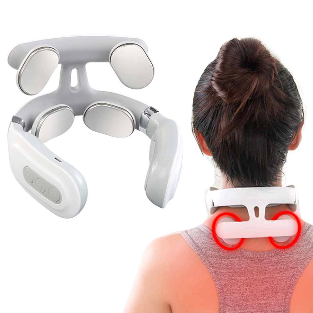 Home Office Head - Tragbares 4-Kopf-Vibrations-Rückenmassagegerät, USB-wiederaufladbares elektrisches Massageinstrument für