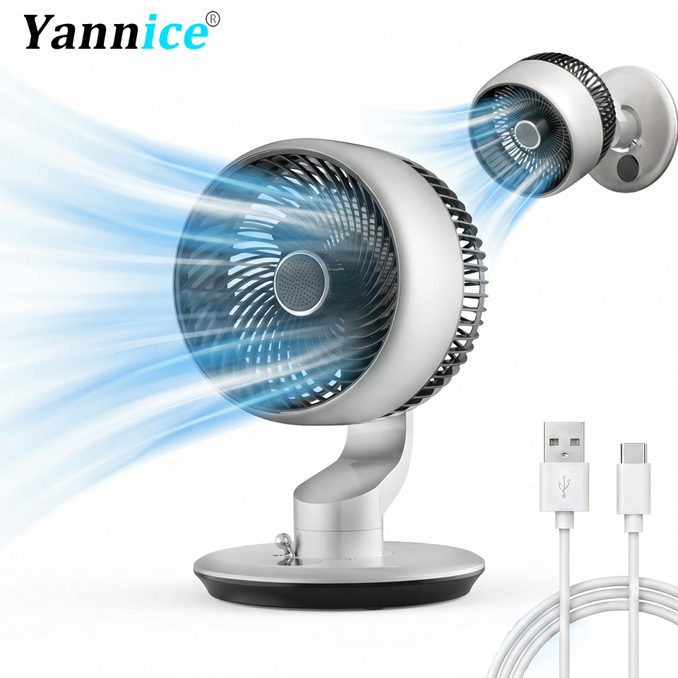 Usb Desk Fan - 7800 mAh USB-Tischventilator, 5 Geschwindigkeitsstufen, einstellbarer