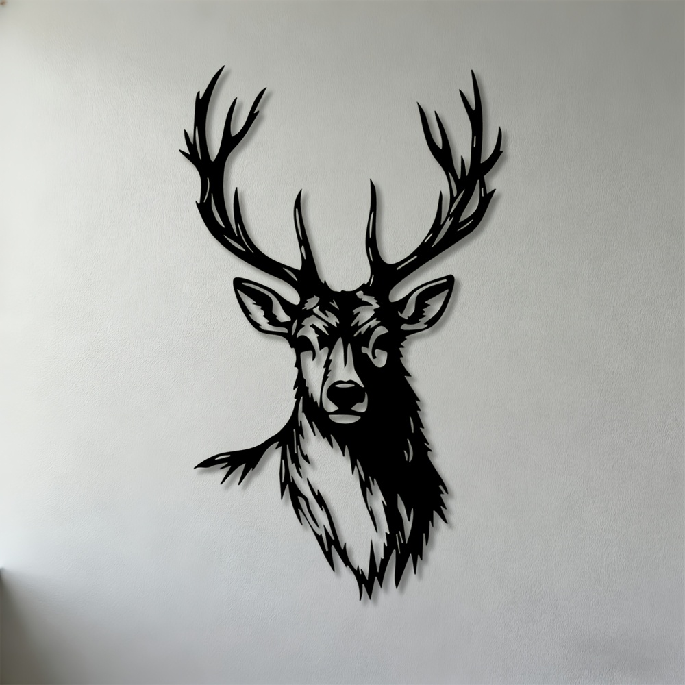 Home Office Head - Metall-Wandkunst mit Hirschkopf, Eisengeweih-Skulptur, Moderne Minimalistische