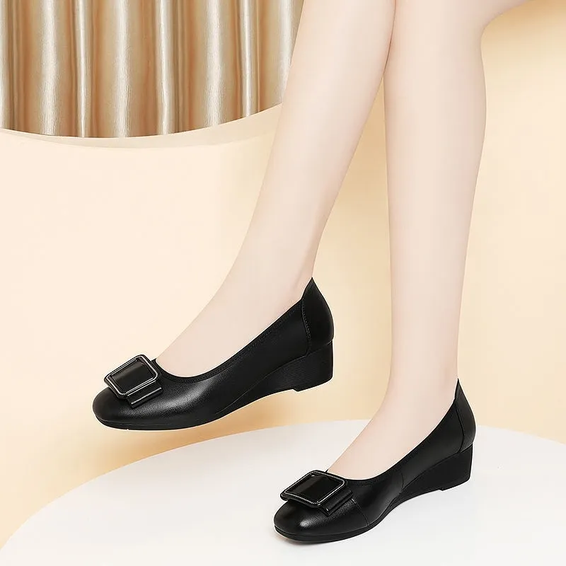 Home Office Setup Ideas - Damenschuhe, niedliche, runde Zehenpartie, leicht, schwarzes