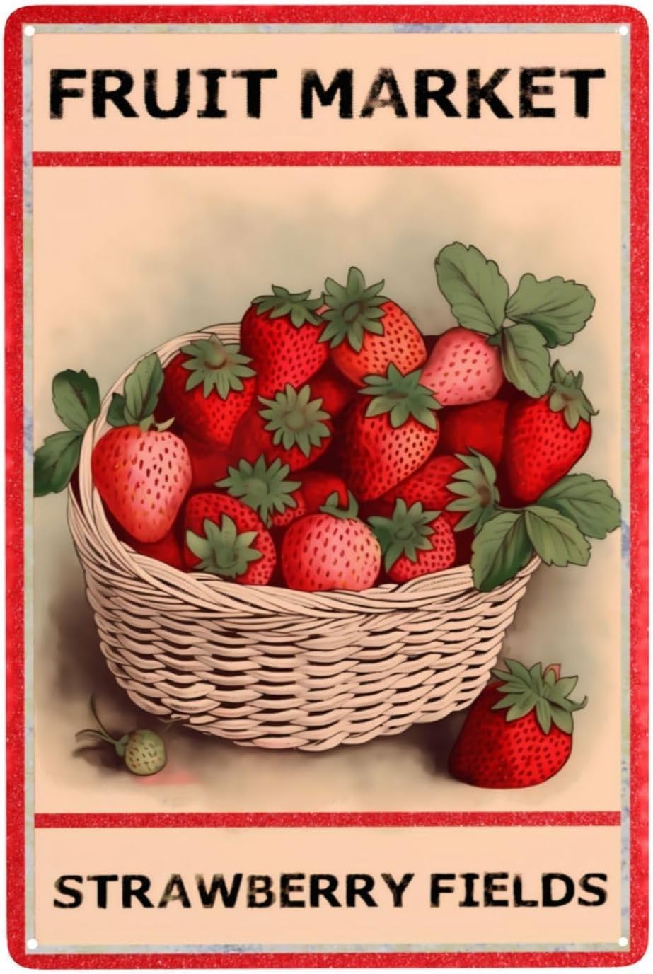 Home Office Marketing - Fruit Market Strawberry Fields Metall-Blechschild, Wanddekoration