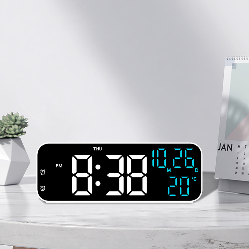 Led Desk Clock - Einfacher digitaler Wecker, Multifunktions-LED-Uhr, Sprachsteuerung, Temperatur