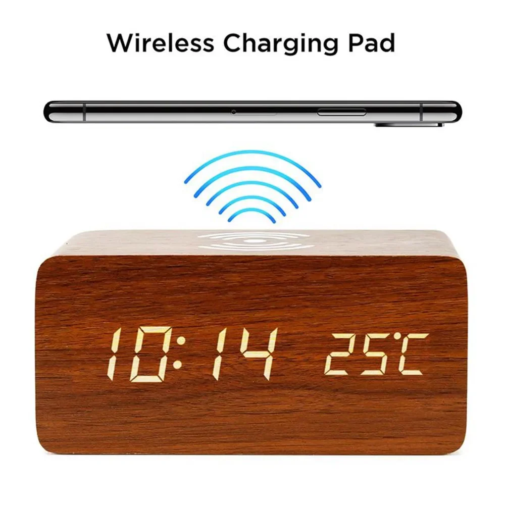 Led Desk Clock - Wecker LED Digital Holz USB/AAA Powered
