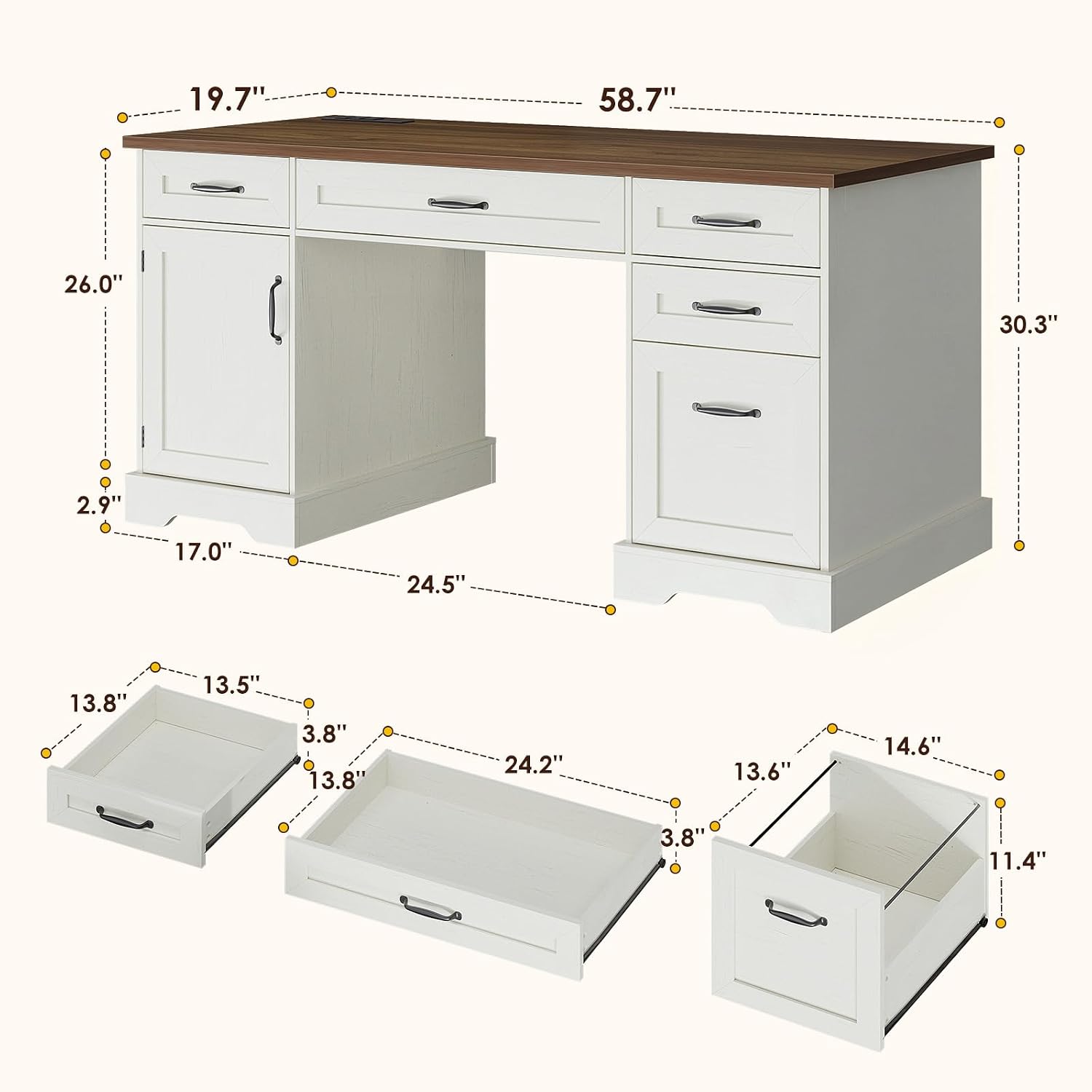 Farmhouse 59-Zoll-Chefschreibt – Desk Charging Station Bewertung und Preis
