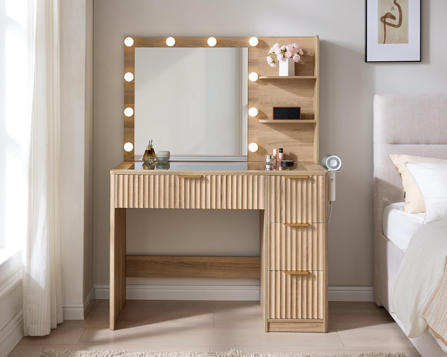 Natürlicher Eichen-Schminktisc – Desk Charging Station Bewertung und Preis