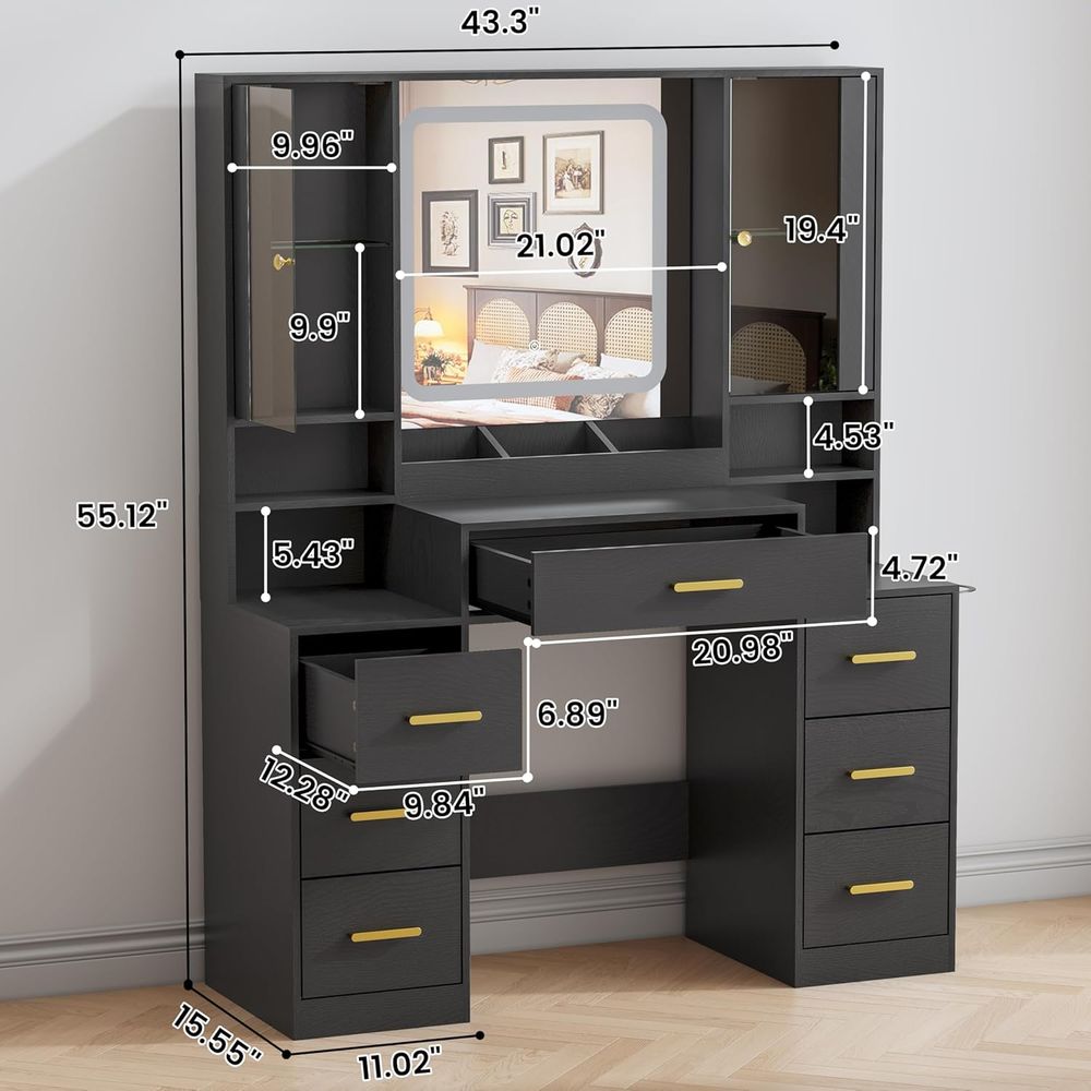 Schminktisch mit 7 Schubladen, – Desk Charging Station Bewertung und Preis