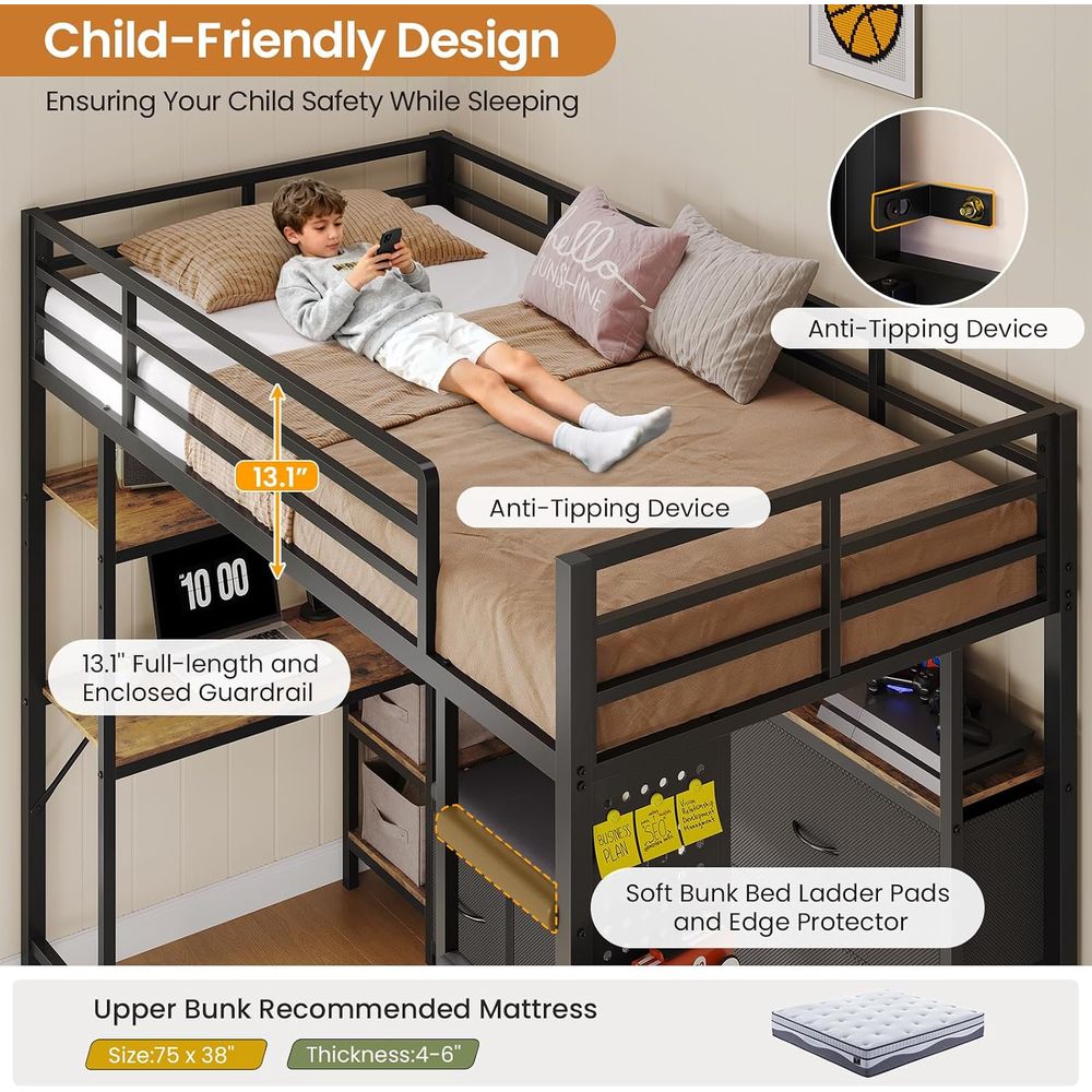 DICTAC Twin-Size-Bett mit 6 St – Desk Charging Station Bewertung und Preis