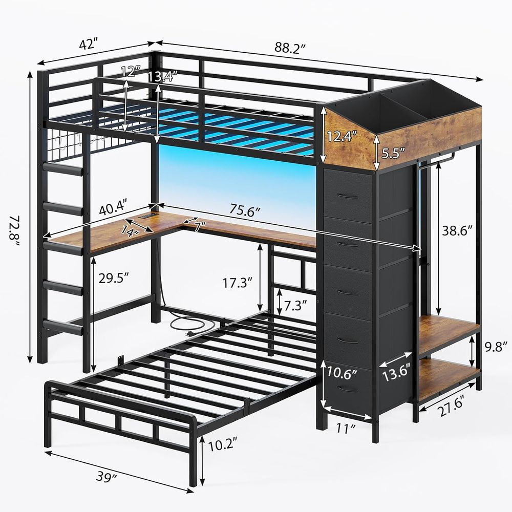 Etagenbett (Twin-über-Twin) mi – Desk Charging Station Bewertung und Preis
